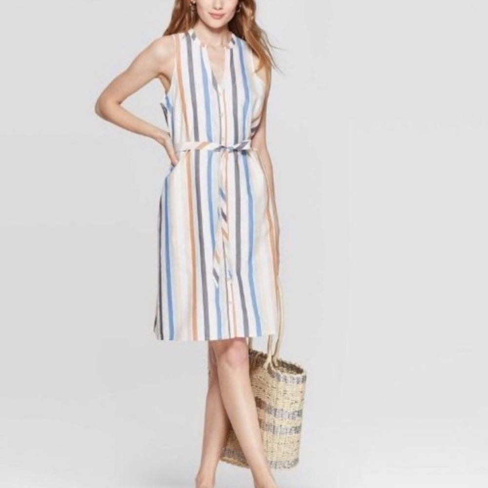 a new day | pastel striped shirtdress sleeveless xl